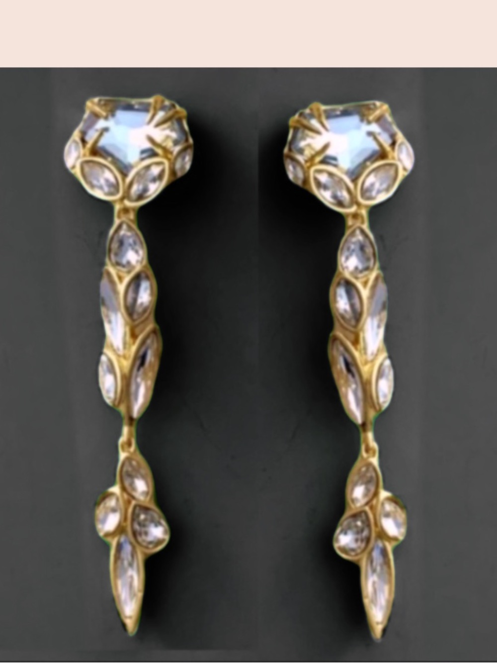 ALEXIS BITTAR • NEW Elegant Gold Starlight Crystal Marquis Post Drop Earrings